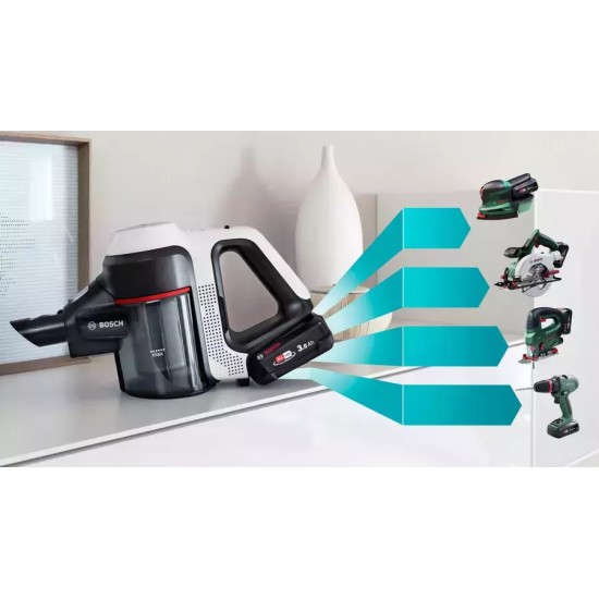 Bosch Unlimited 7 Επαναφορτιζόμενη Σκούπα 2 σε 1 Stick & Χειρός 18V White
