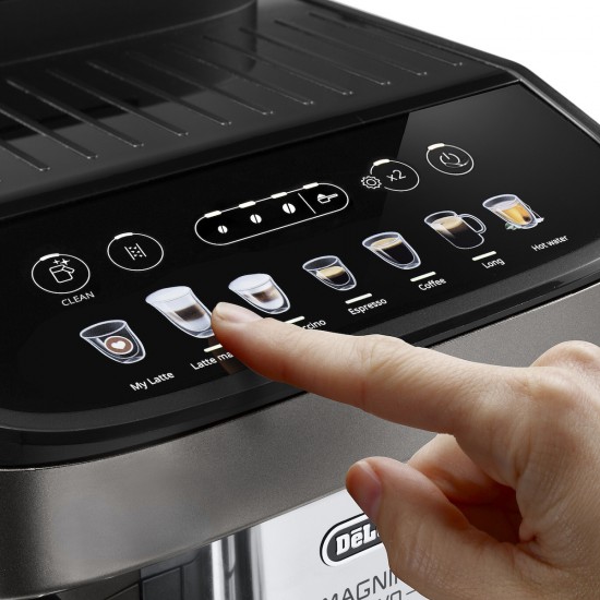 De'Longhi Magnifica Evo Αυτόματη Μηχανή Espresso 1450W Πίεσης 15bar για Cappuccino με Μύλο Άλεσης Ασημί