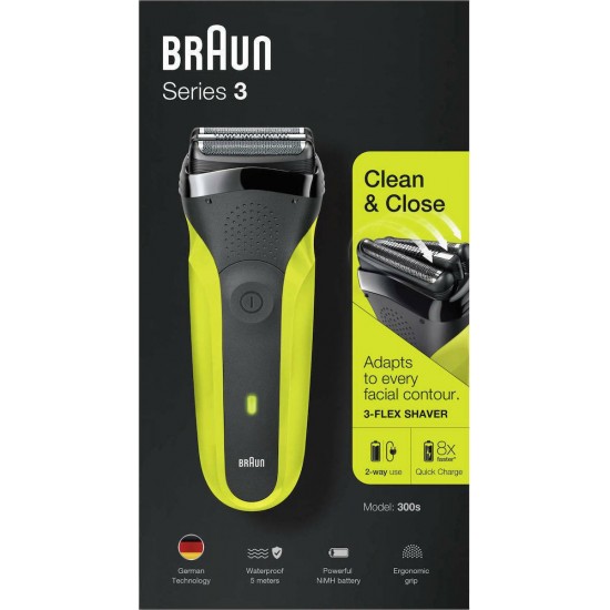 Braun Series 3 300S/BLK Περιστρεφόμενη Ξυριστική Μηχανή Προσώπου Επαναφορτιζόμενη
