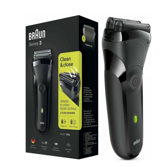Braun Series 3 300S/BLK Περιστρεφόμενη Ξυριστική Μηχανή Προσώπου Επαναφορτιζόμενη