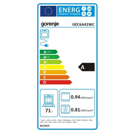 Gorenje GEC6A41WC Κουζίνα 71lt με Κεραμικές Εστίες Π60εκ. Λευκή