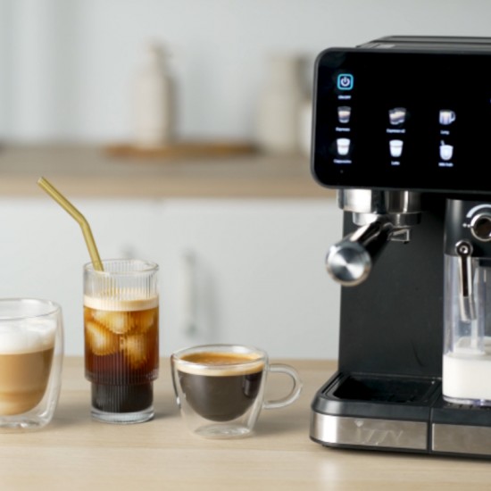 Izzy IZ-6020 Μηχανή Espresso 1450W Πίεσης 20bar για Cappuccino Μαύρη
