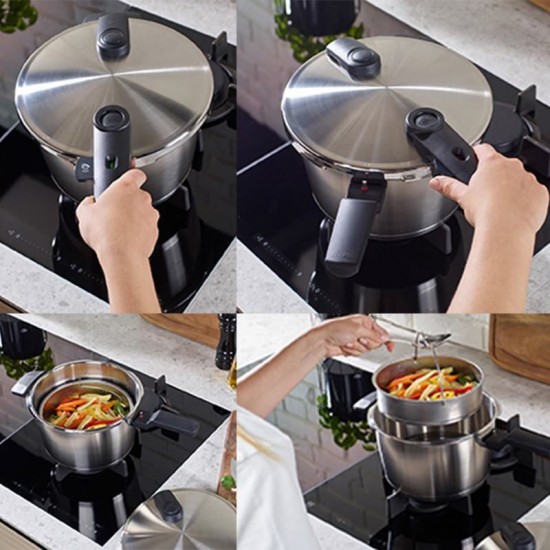 Fissler Vitaquick Premium Set Quattro Χύτρες Ταχύτητας 8lt + 4lt + Καλάθι Ατμού