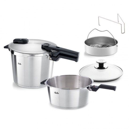 Fissler Vitaquick Premium Set Quattro Χύτρες Ταχύτητας 8lt + 4lt + Καλάθι Ατμού