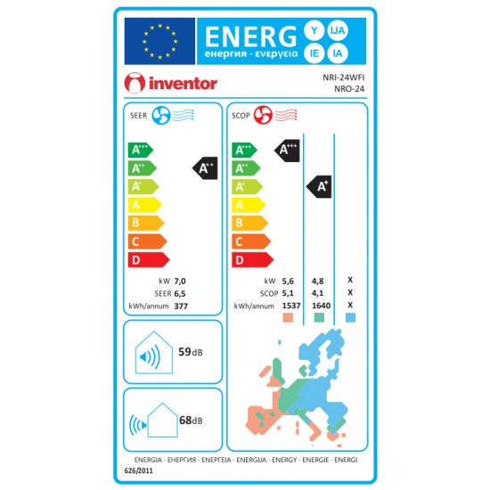 Inventor Nura Κλιματιστικό Inverter 24000 BTU Τεχνητή Νοημοσύνη