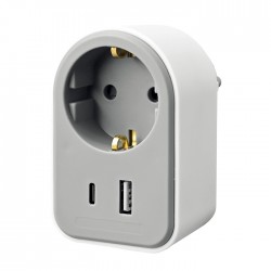 Sonora Μονόπριζο με 1 USB-A και 1 USB-C Γκρι 230-0120