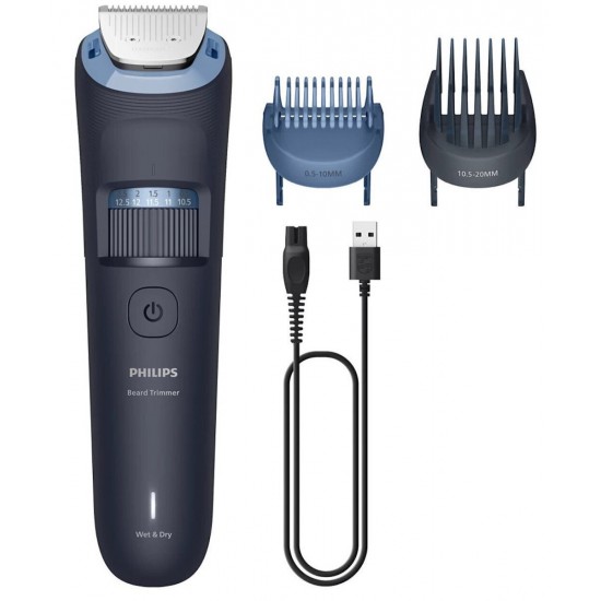 Philips Beardtrimmer 3000 Σετ Επαναφορτιζόμενης Κουρευτικής Μηχανής Γκρι BT3665/15