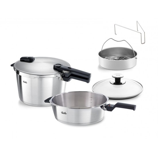 Fissler Vitaquick Premium Set Quattro Χύτρες Ταχύτητας 8lt + 4lt + Καλάθι Ατμού