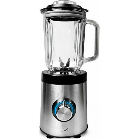 Life Veloce Μπλέντερ για Smoothies με Γυάλινη Κανάτα 1.5lt 800W Inox