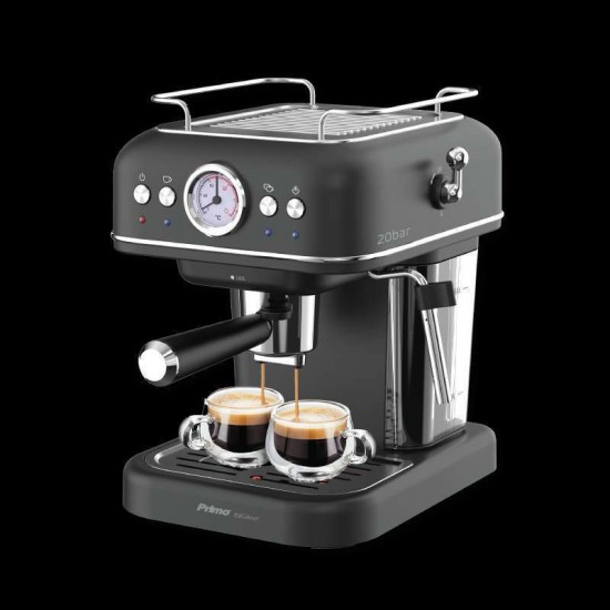 Primo PREM-40444 Μηχανή Espresso 1050W Πίεσης 20bar Μαύρη-Chrome