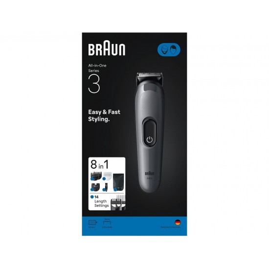 Braun Series 3 Επαναφορτιζόμενη Κουρευτική Μηχανή Γκρι AIO3540 Braun Series 3 Επαναφορτιζόμενη Κουρευτική Μηχανή Γκρι AIO3540