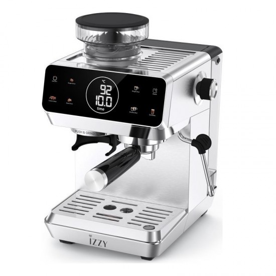 Izzy Αυτόματη Μηχανή Espresso 1500W Πίεσης 20bar με Μύλο Άλεσης Μαύρη IZ-6029