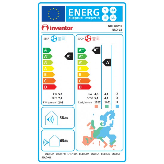 Inventor Nura Κλιματιστικό Inverter 18000 BTU Τεχνητή Νοημοσύνη