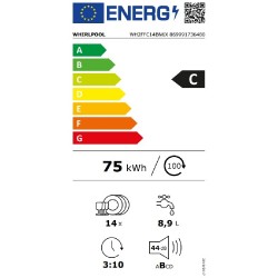 Whirlpool Ελεύθερο Πλυντήριο Πιάτων για 14 Σερβίτσια Π60xY85εκ. Inox WH2FFC14BN6X