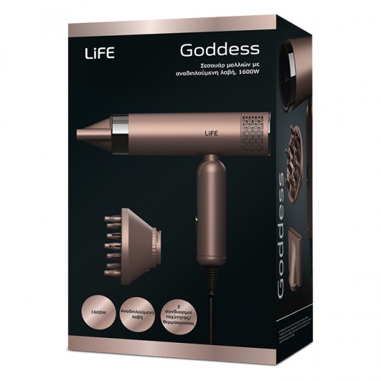 Life Goddess Πιστολάκι Μαλλιών με Φυσούνα 1600W 221-0530