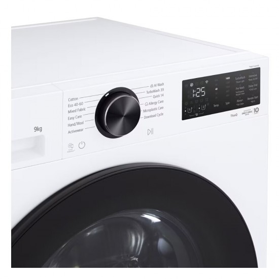 LG Πλυντήριο Ρούχων 9kg με Τεχνολογία Ατμού 1400 Στροφών AI Wash F4X5509TWB