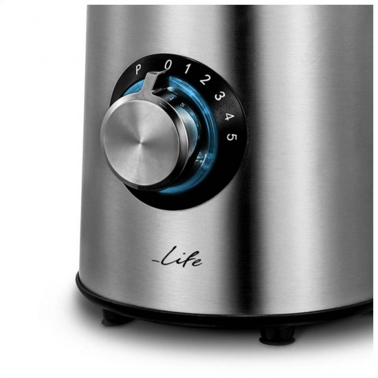 Life Veloce Μπλέντερ για Smoothies με Γυάλινη Κανάτα 1.5lt 800W Inox