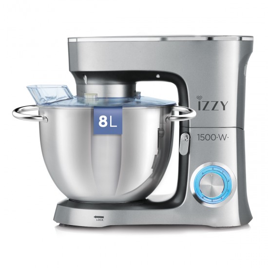 Izzy New Grey Κουζινομηχανή 1500W Ανοξείδωτος Κάδος 8lt