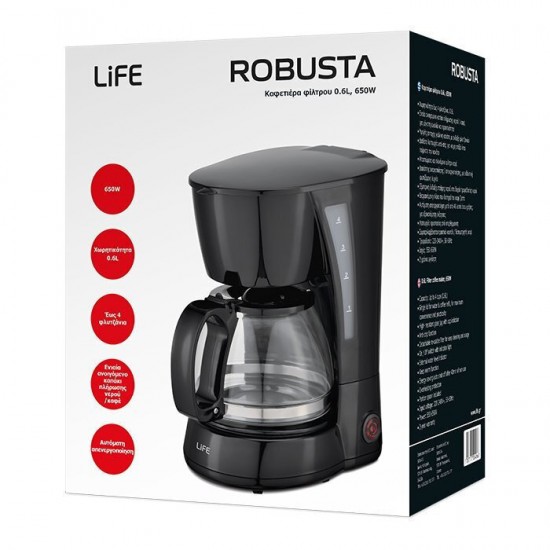 Life Robusta 221-0376 Καφετιέρα Φίλτρου 650W Life Robusta 221-0376 Καφετιέρα Φίλτρου 650W