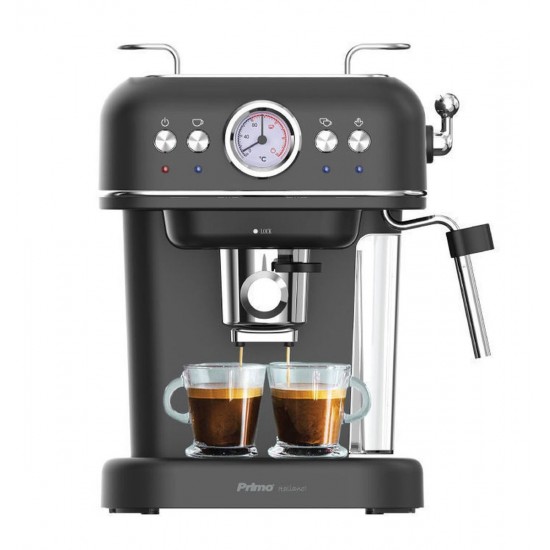 Primo PREM-40444 Μηχανή Espresso 1050W Πίεσης 20bar Μαύρη-Chrome