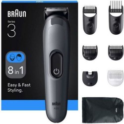 Braun Series 3 Επαναφορτιζόμενη Κουρευτική Μηχανή Γκρι AIO3540