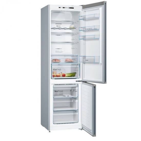 Bosch Ψυγειοκαταψύκτης 368lt Total NoFrost Υ201xΠ60xΒ66εκ. Ασημί KGN39VIDB
