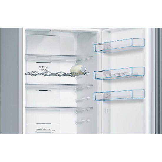 Bosch Ψυγειοκαταψύκτης 368lt Total NoFrost Υ201xΠ60xΒ66εκ. Ασημί KGN39VIDB