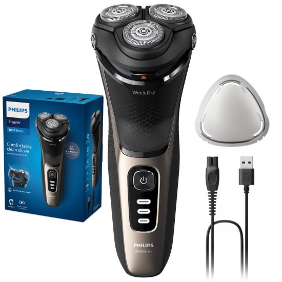 Philips Series 3000 S3242/12 Περιστρεφόμενη Ξυριστική Μηχανή Προσώπου Επαναφορτιζόμενη
