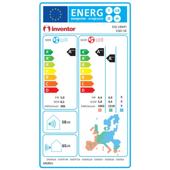 Inventor EconIQ Κλιματιστικό Inverter 18000 BTU Τεχνητή Νοημοσύνη