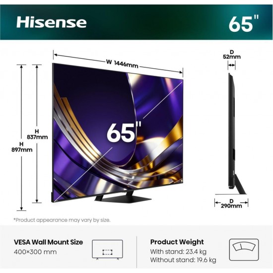 Hisense Smart Τηλεόραση 65" 4K UHD Mini LED U7S Pro HDR (2026) 65U7S 