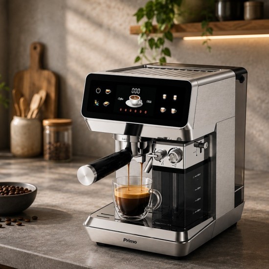 Primo PREM-40574 Αυτόματη Μηχανή Espresso 1350W Πίεσης 20bar Ασημί 400574