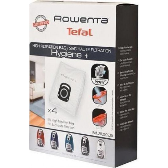 Rowenta Hygiene+ Σακούλες Σκούπας 4τμχ Συμβατή με Σκούπα Rowenta REF.ZR200520