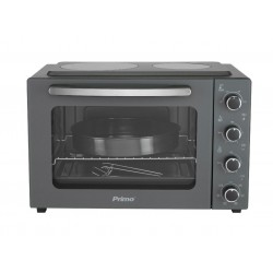 Primo Φουρνάκι PREO-40456NS Με 2 Κεραμικές Εστίες 50L Με Αέρα & Υάλινη Πρόσοψη Ανθρακί