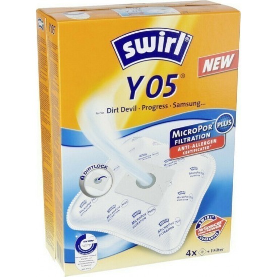 Swirl Y05 Σακούλες Σκούπας 4τμχ Συμβατή με Σκούπα Dirt Devil / Samsung