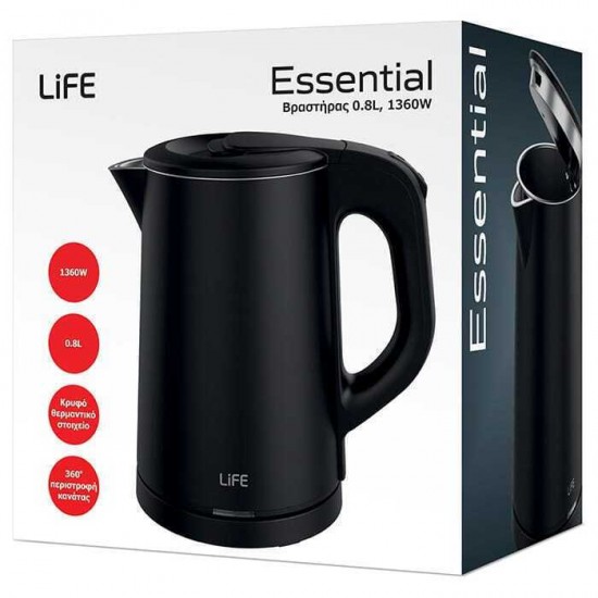 Life Essential Βραστήρας 800ml 1360W Μαύρος Life Essential Βραστήρας 800ml 1360W Μαύρος