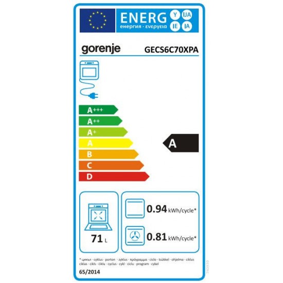 Gorenje GECS6C70XPA Κουζίνα 71lt με Κεραμικές Εστίες Π60εκ. Inox
