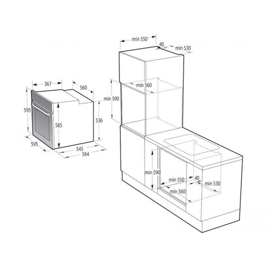 Hisense BSA65226AX Φούρνος άνω Πάγκου 77lt Π59.5εκ. Inox