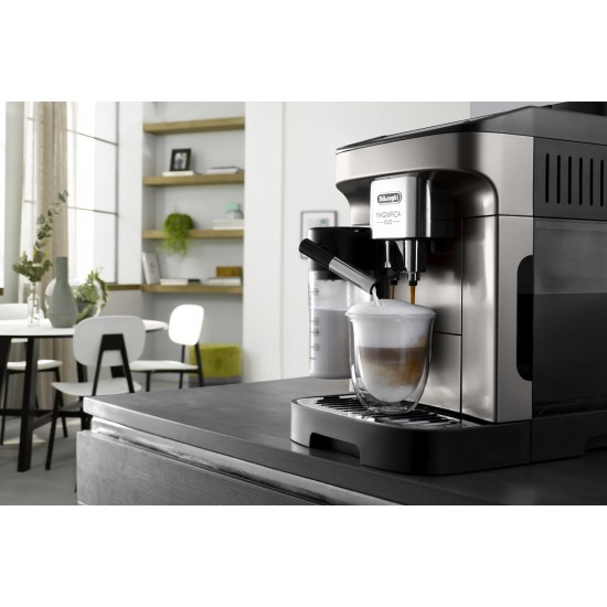De'Longhi Magnifica Evo Αυτόματη Μηχανή Espresso 1450W Πίεσης 15bar για Cappuccino με Μύλο Άλεσης Ασημί