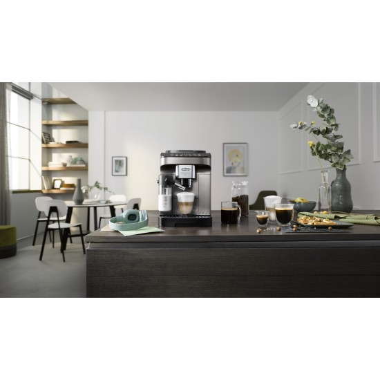 De'Longhi Magnifica Evo Αυτόματη Μηχανή Espresso 1450W Πίεσης 15bar για Cappuccino με Μύλο Άλεσης Ασημί