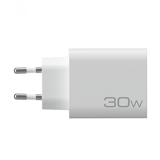 NOD Φορτιστής Χωρίς Καλώδιο με Θύρα USB-A και Θύρα USB-C 30W Quick Charge 3.0 Λευκός (E-WALL AC30)