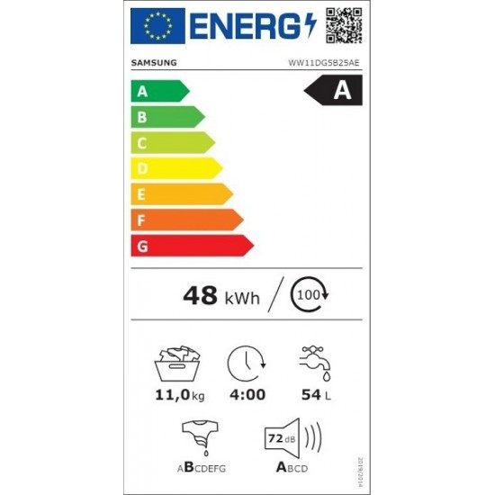 Samsung Πλυντήριο Ρούχων 11kg με Τεχνολογία Ατμού 1400 Στροφών Ecobubble WW11DG5B25AE