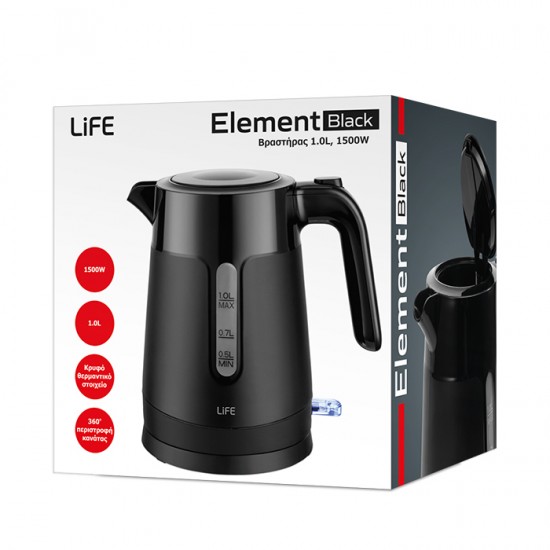 Life Element Βραστήρας 1lt 1500W Μαύρος 221-0420