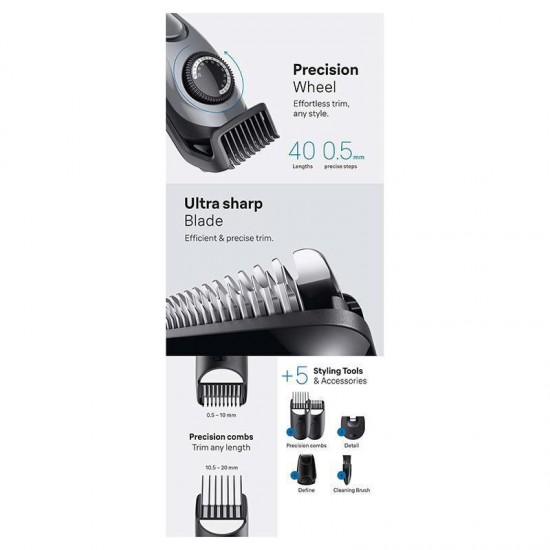 Braun Series 3 Επαναφορτιζόμενη Κουρευτική Μηχανή Γκρι BT3560