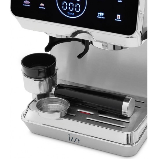 Izzy Αυτόματη Μηχανή Espresso 1500W Πίεσης 20bar με Μύλο Άλεσης Μαύρη IZ-6029
